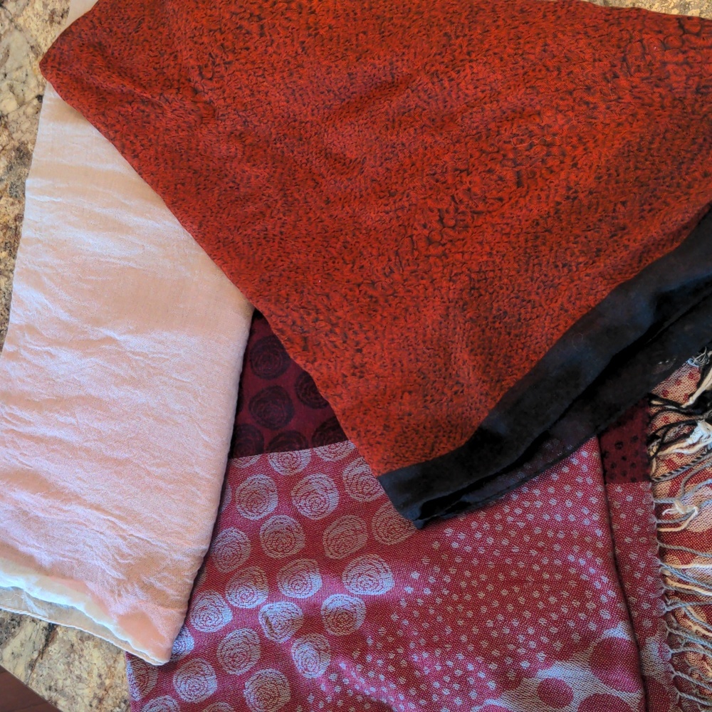 3 gauzy scarves